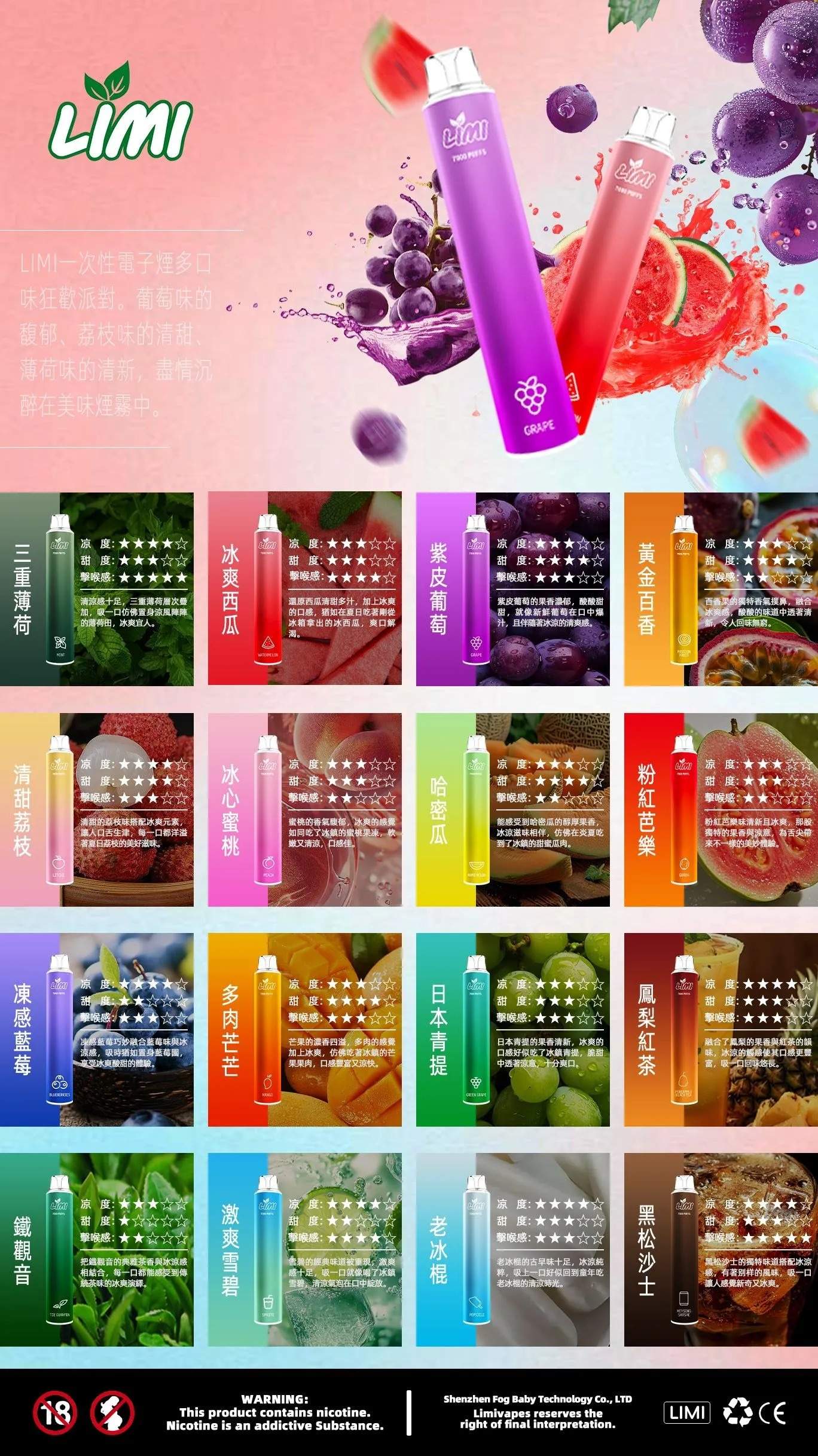 辣妹LIMI 7000口 拋棄式電子煙 辣妹LIMI 7000口 拋棄式電子煙